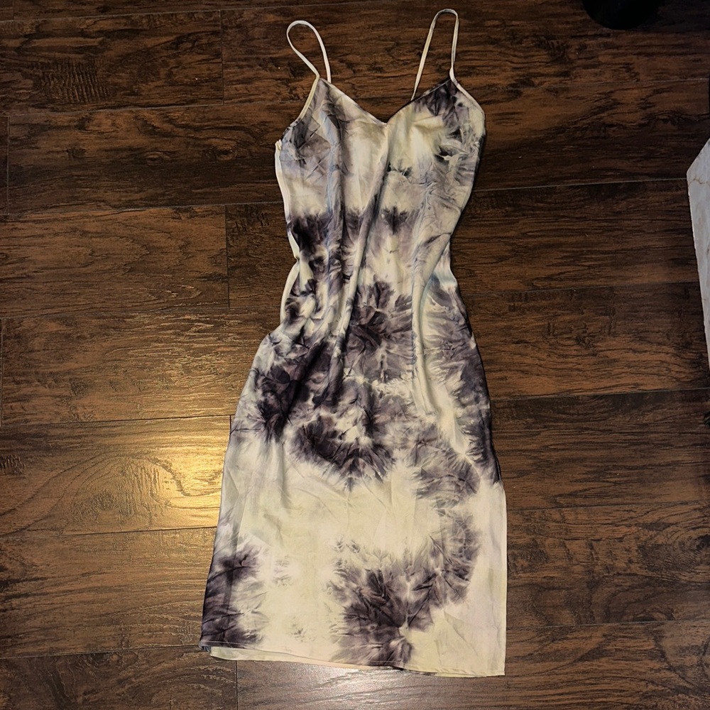 Tie-Dye Satin Spaghetti Strap Dress